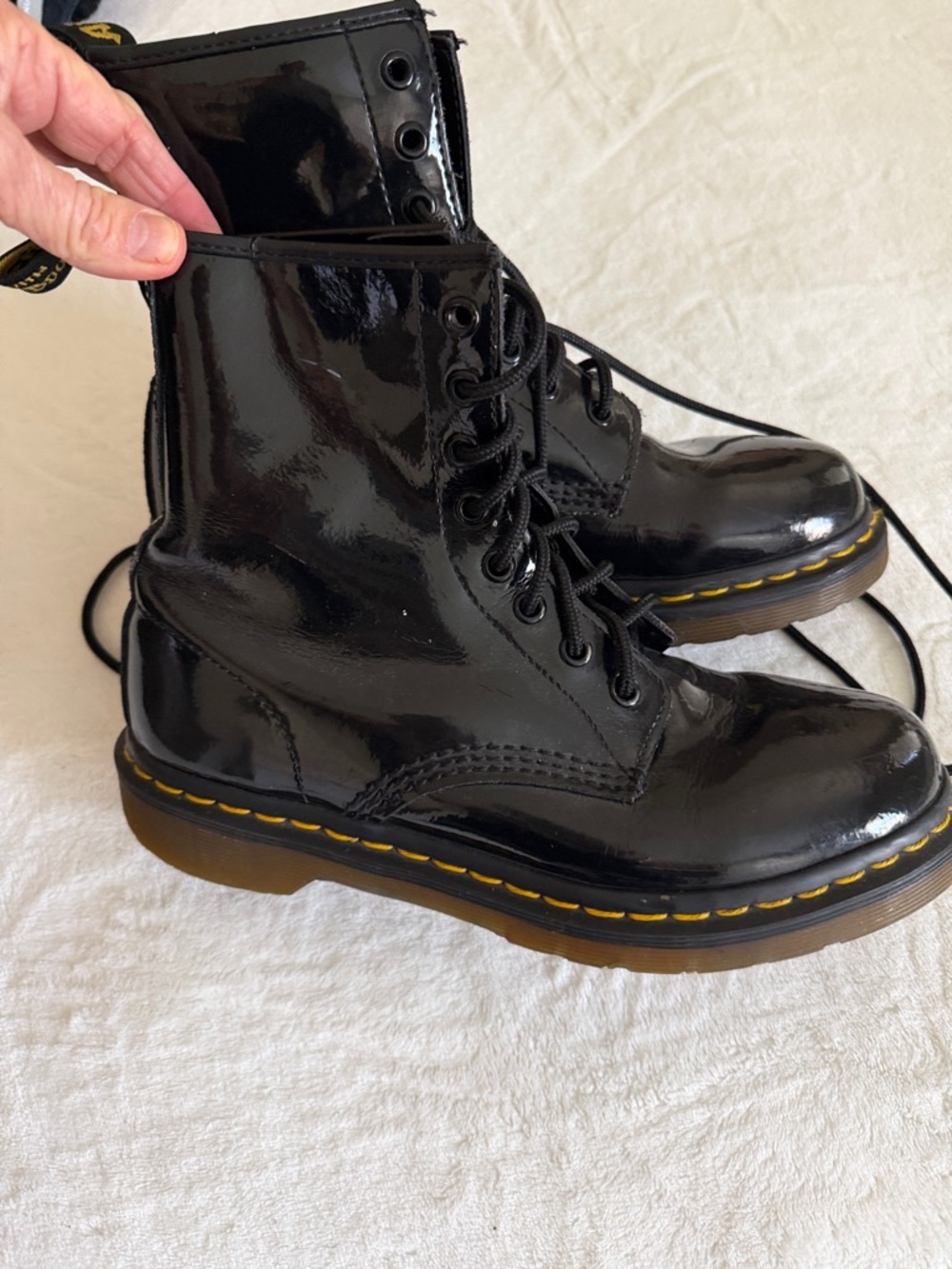 Dr. Marten's Black Patent Leather  Lace
Up Boots